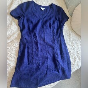 J Jill Navy Blue Linen Dress Medium